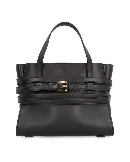 Moschino Black Kleine Lederhandtasche Mit Reißverschluss