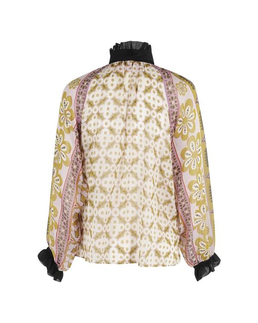 LaDoubleJ Multicolor Bluse Mit Gerüschtem Kragen