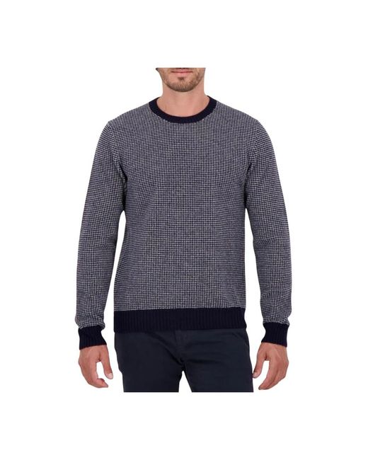 Zanone Marine Hahnentrittmuster Rundhalsausschnitt Pullover in Blue für Herren