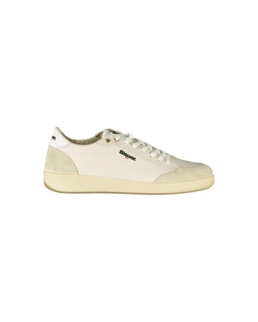 Blauer Weiße Leder Herren Sneaker in White für Herren