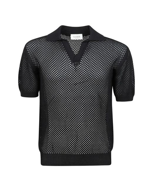 Laneus Gestricktes Polo-Shirt in Black für Herren