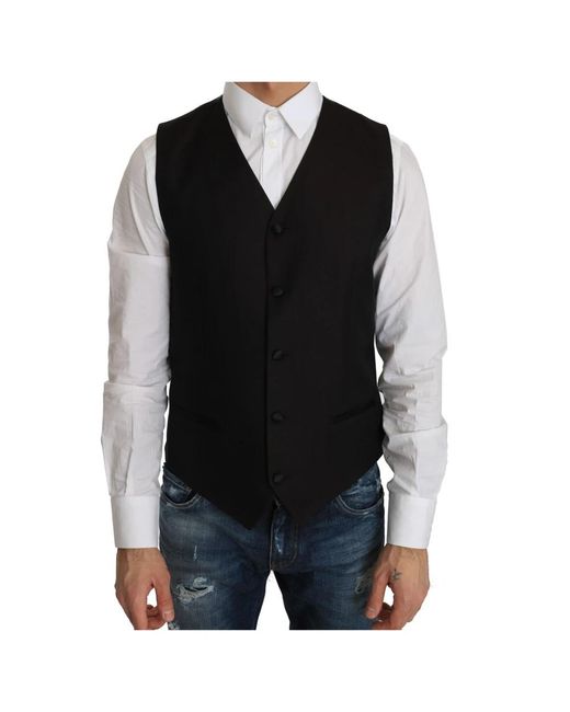 Dolce & Gabbana Elegante schwarze seidenmischung formelle weste in Black für Herren