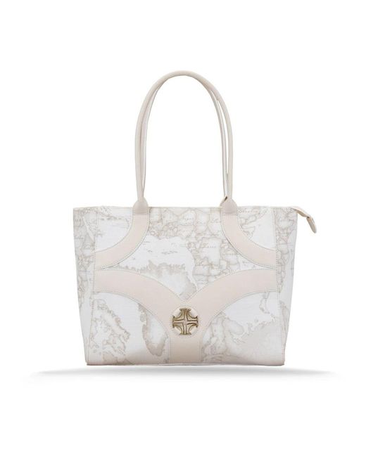 Alviero Martini 1A Classe White Damen Schultertasche Reißverschluss Kunstleder