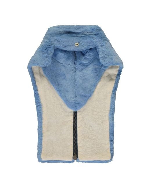 Lorena Antoniazzi Jassen ,Blauw ,Polyester Faux Fur Kraag Rits Vest in het Blue