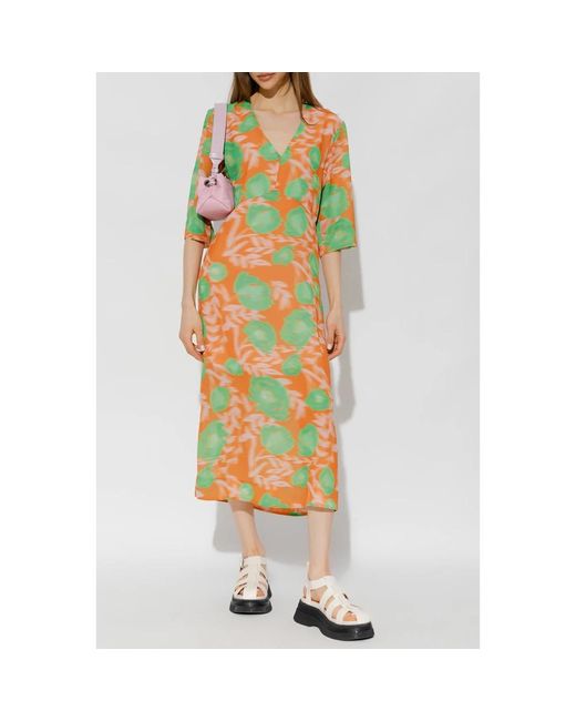 Ganni Yellow Midi Dresses