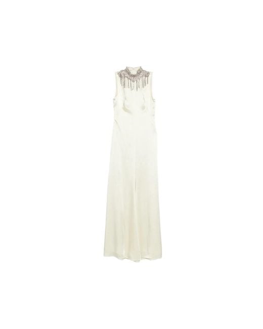McQueen Kleedjes ,Wit ,Mouwloze Galajurk Met Versierde Kraag in het White