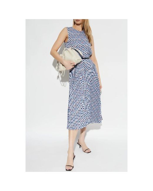 Tory Burch Blue Kleid Mit Plissiertem Saum