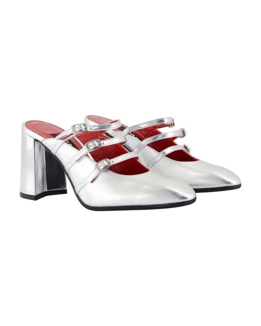 CAREL PARIS White Heeled Mules