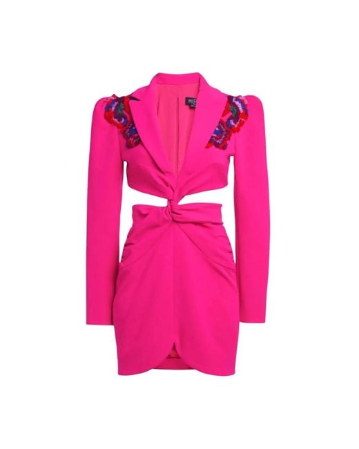 Vestido Mini Rosa Bordado Estilo Blazer, Mujer, Talla PATBO de color Pink