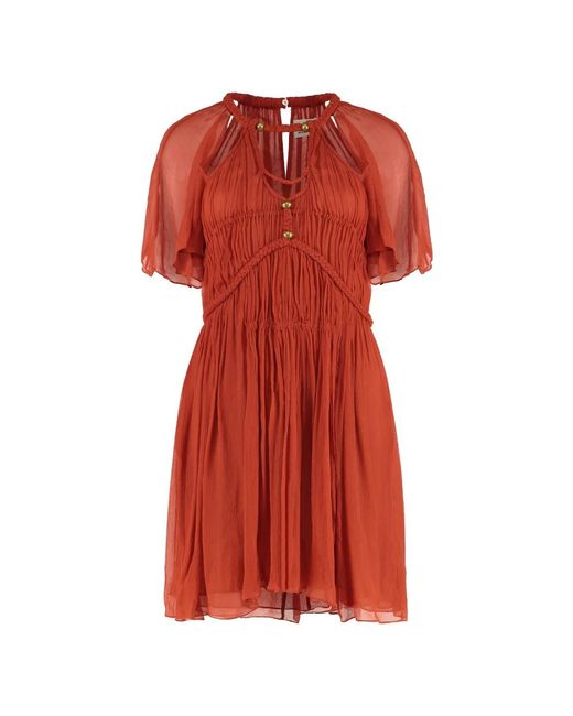 Isabel Marant Red Seidenes Minikleid Mit Ausschnitten