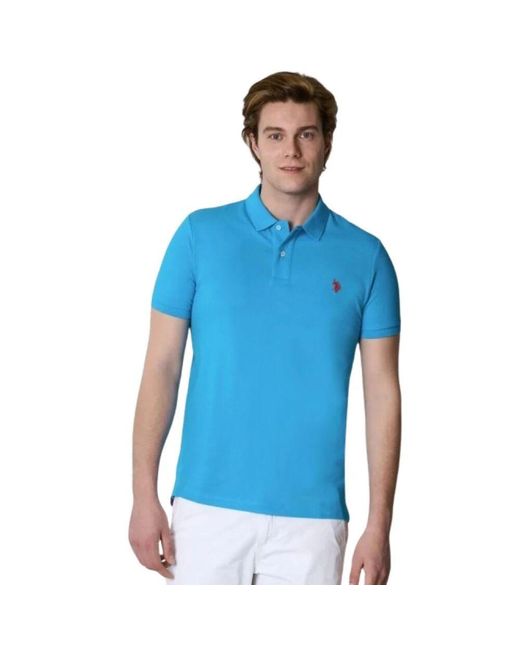 U.S. POLO ASSN. Kurzarm Baumwoll-Poloshirt in Blue für Herren