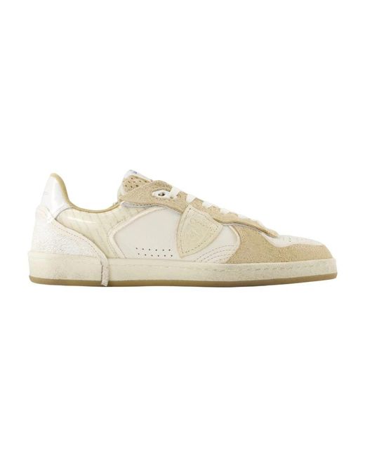 Philippe Model Schoenen ,Veelkleurig ,Leer Leren Sneakers Amandel Teen Sluiting in het White voor heren