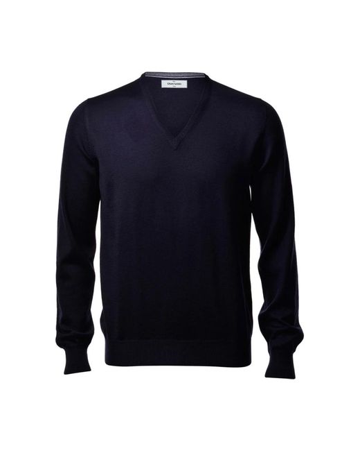 Gran Sasso Truien & Vesten ,Blauw ,V-Neck Truien in het Blue voor heren