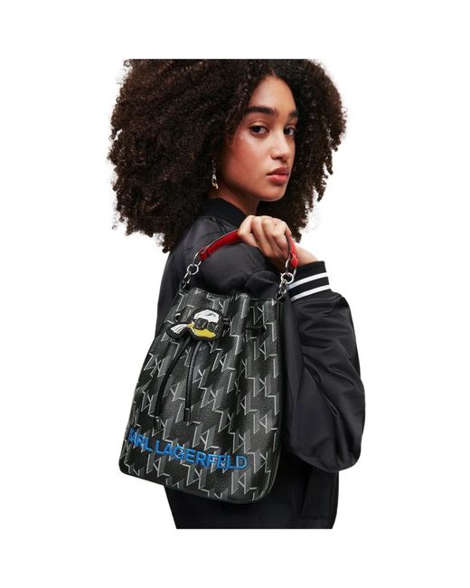 Karl Lagerfeld Black Bucket Bags