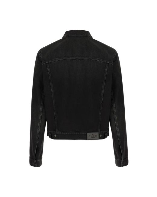 Gucci Washed Cotton Denim Jacket in het Black voor heren