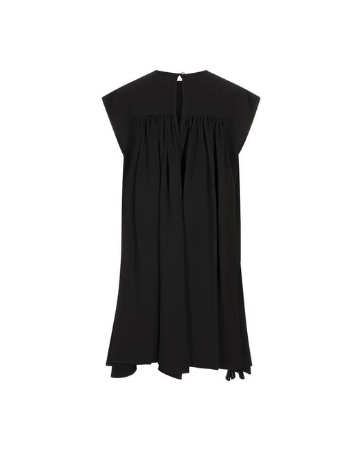 Rabanne Black Schwarzes Kleid Mit Flügelärmeln Und Asymmetrischem Saum