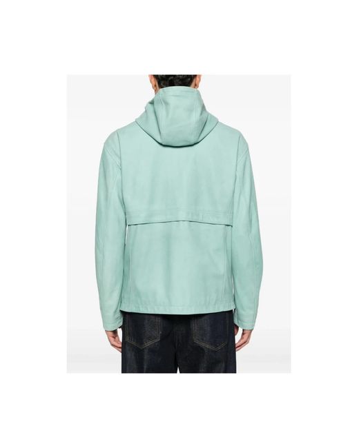 Tagliatore Jassen ,Groen ,Leer Hooded Zip Jacket in het Green voor heren