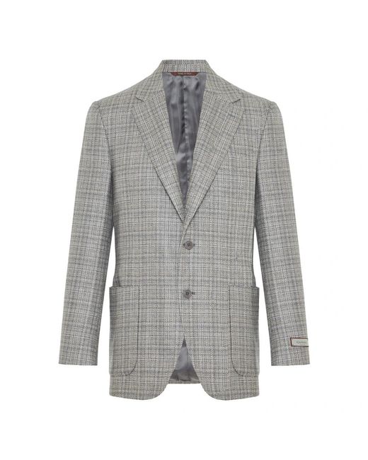 Canali Jassen ,Grijs ,Wol Zijde/Wol Blazer Met 2 Knopen in het Gray voor heren