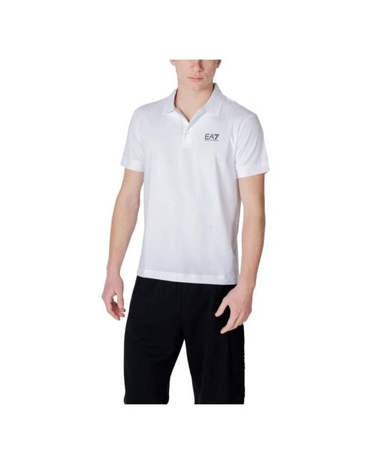 EA7 Tops ,Wit ,Katoen Core Identity Stretch-Katoenen Polo Shirt in het Blue voor heren