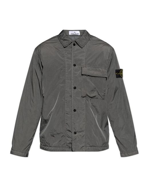 Stone Island Jassen ,Grijs ,Polyester Jacket With Logo Patch in het Gray voor heren