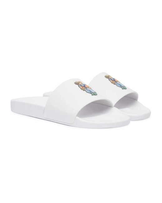 Polo Ralph Lauren White Sliders