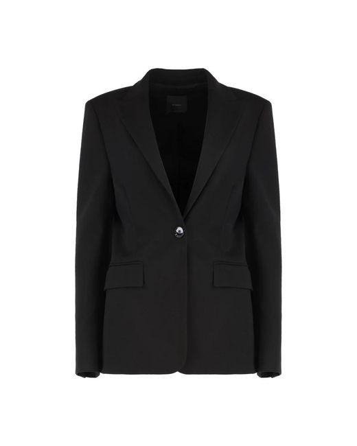 Pinko Jassen ,Zwart ,Leer Single-Breasted Blazer in het Black