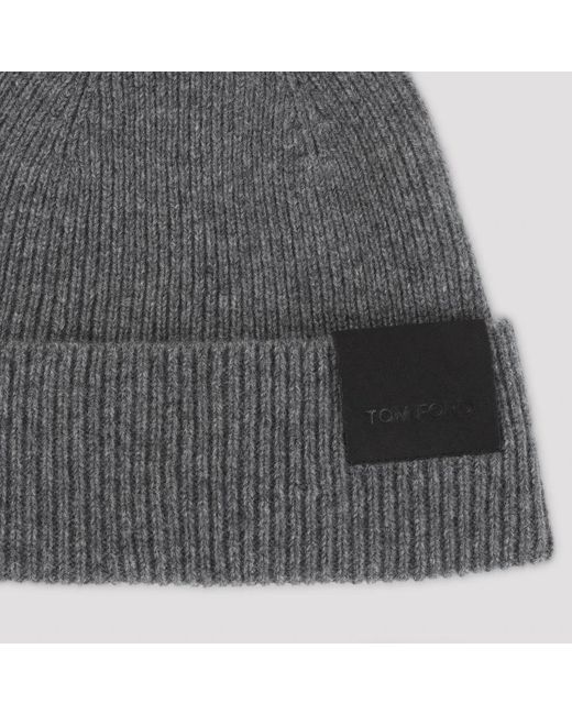 Tom Ford Rippstrick-Kaschmir-Mütze in Gray für Herren