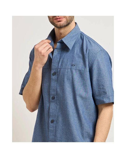 ARMANI EXCHANGE Blue Short Sleeve Shirts for men