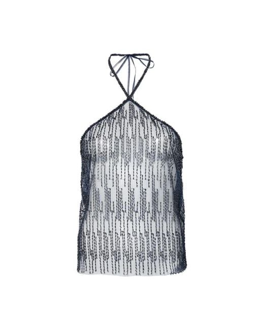 Siedres Blue Sleeveless Tops