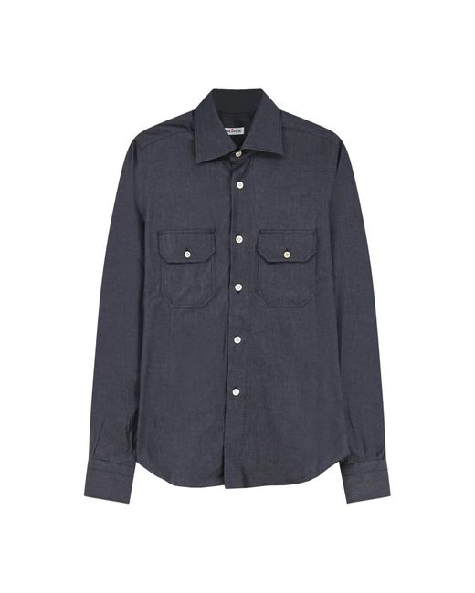 Kiton Blue Denim Shirts for men
