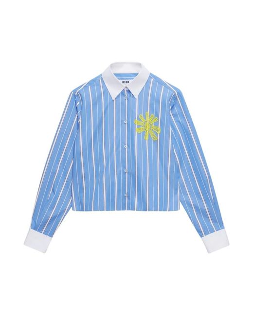 MSGM Gestreepte Poplin Blouse in het Blue