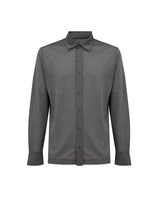 Canali Langarm graues baumwollhemd in Gray für Herren