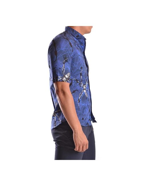 McQueen Blue Short Sleeve Shirts for men