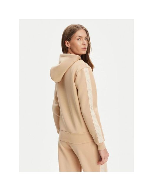 Guess Hoodies & Sweatvesten ,Polyester Sweatshirt Met Rits in het Natural
