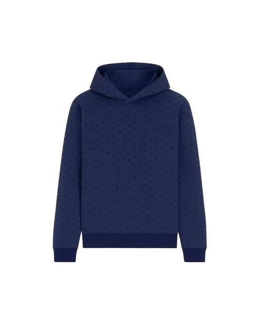Emporio Armani Hoodies & Sweatvesten ,Blauw ,Katoen Eagle Hoodie in het Blue voor heren