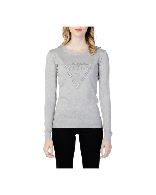 Guess Gray Round-Neck Knitwear