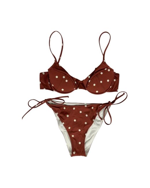 Mc2 Saint Barth Badmode ,Rood ,Rood Zee Kleding Met Polka Dots in het Brown