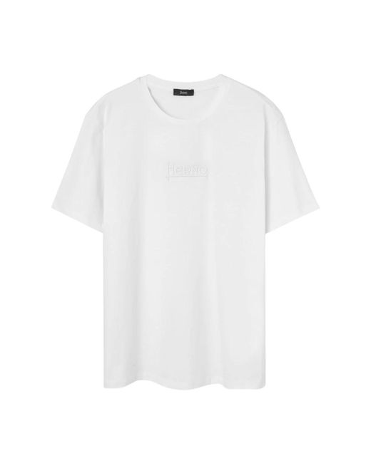 Herno Tops ,Wit ,Katoen Compact Jersey T-Shirt in het White voor heren