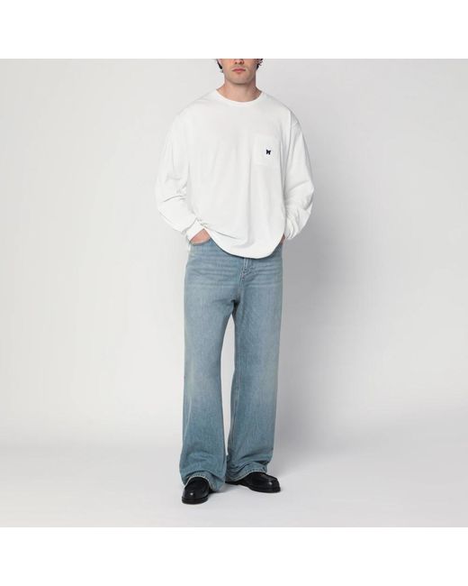 Needles Weißes Langarm-Crew-Neck-T-Shirt in White für Herren