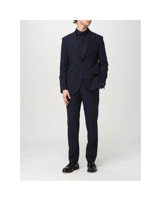 Manuel Ritz Blue Single Breasted Suits for men