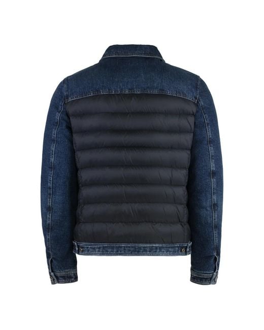 Moorer Jassen ,Blauw ,Denim Denim Jack Met Gewatteerde Nylon Inzetstukken in het Blue voor heren