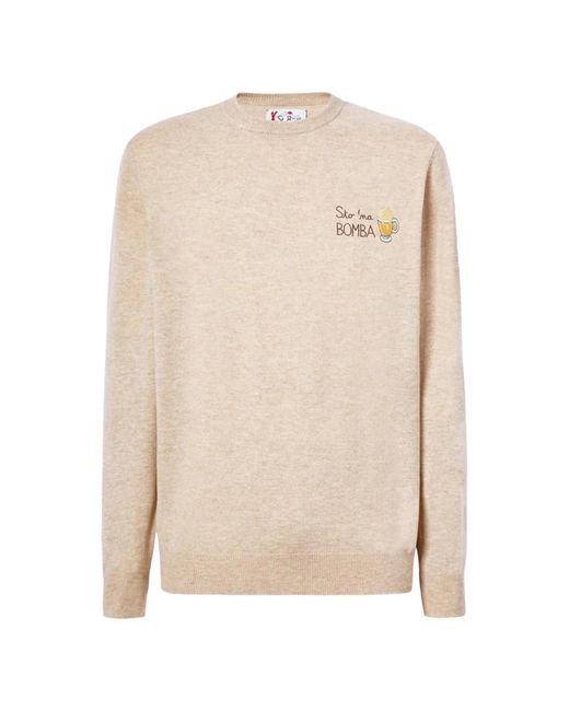 Mc2 Saint Barth Natural Round-Neck Knitwear for men