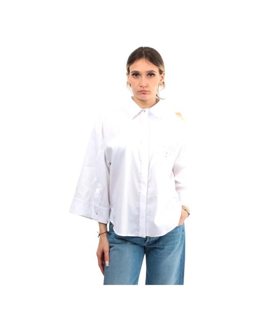 Camicia bianca manica a campana colletto classico di Jijil in White