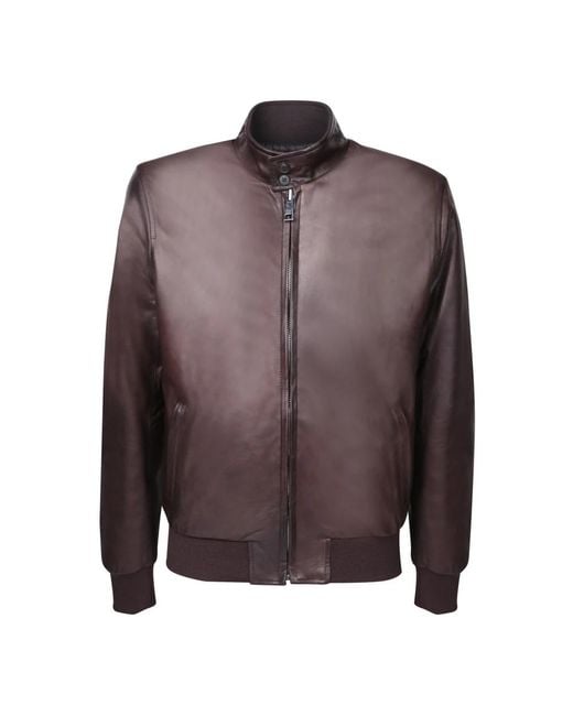 Dell'Oglio Brown Leather Jackets for men