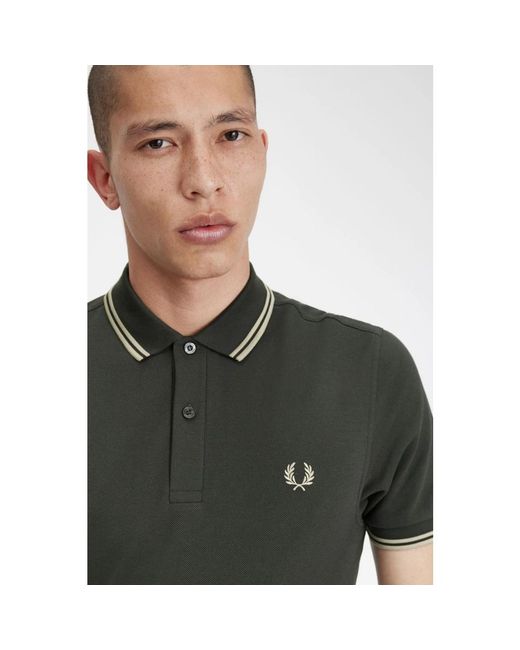Fred Perry Tops ,Groen ,Katoen Twin Tipped Polo M3600 in het Green voor heren