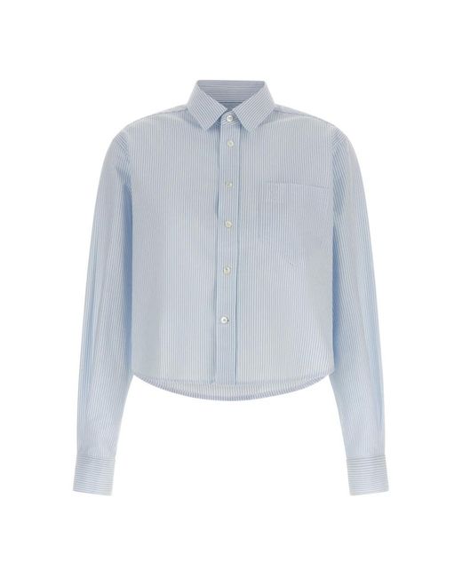 AMI Gestreepte Cropped Blouse in het Blue