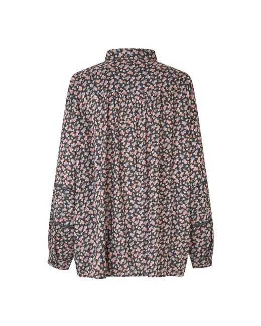 Lolly's Laundry Overhemden ,Veelkleurig ,Katoen Zwart Gewassen Shirt Ls Model in het Gray