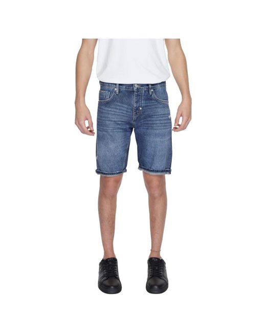 Antony Morato Blaue baumwollshorts mit reißverschluss in Blue für Herren