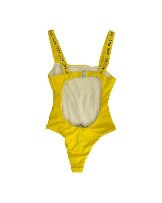 DSquared² Badmode ,Geel ,Splash Badpak Uit Één Stuk in het Yellow