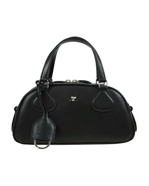 Courreges Black Verstellbare Schultertasche Mit Doppeltem Reißverschluss